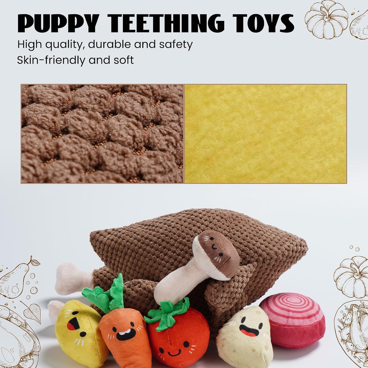 Nocciola 7 in 1 Thanksgiving Turkey Dog Toys, Squeaky Stuffed Soft Interactive Cognitive Enrichment Hide and Seek Dog Chew Toys for Large Medium Small Dogs, Cute Plush Pet Supplies 7 Packs