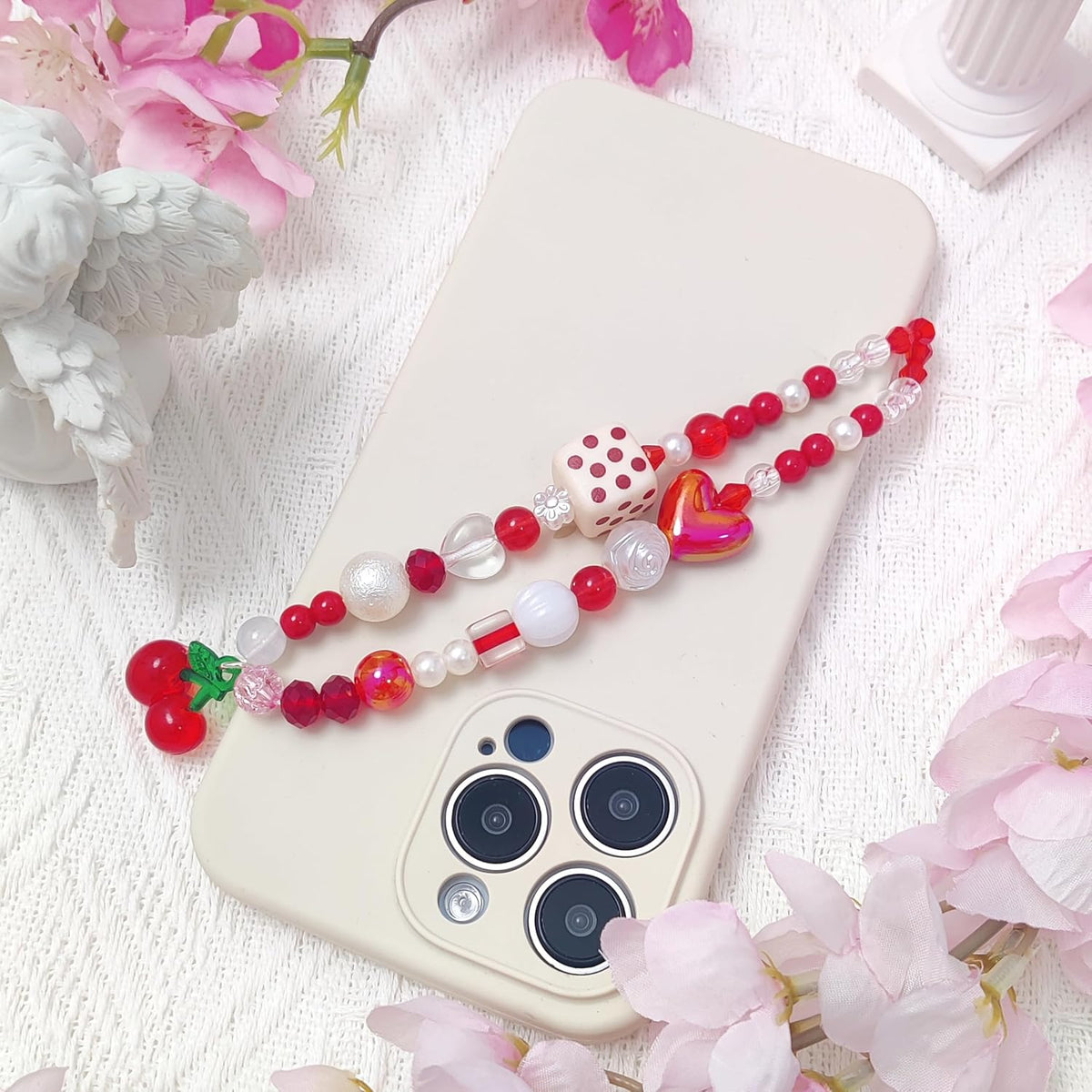 cioatu 4 Pieces Cute Phone Charms Beaded Phone Strap Aesthetic Y2K CellPhone Keychain Cute Bear Butterfly Heart Cool PhoneCharm for Bag Keychain Airpods Camera Pendants Decor