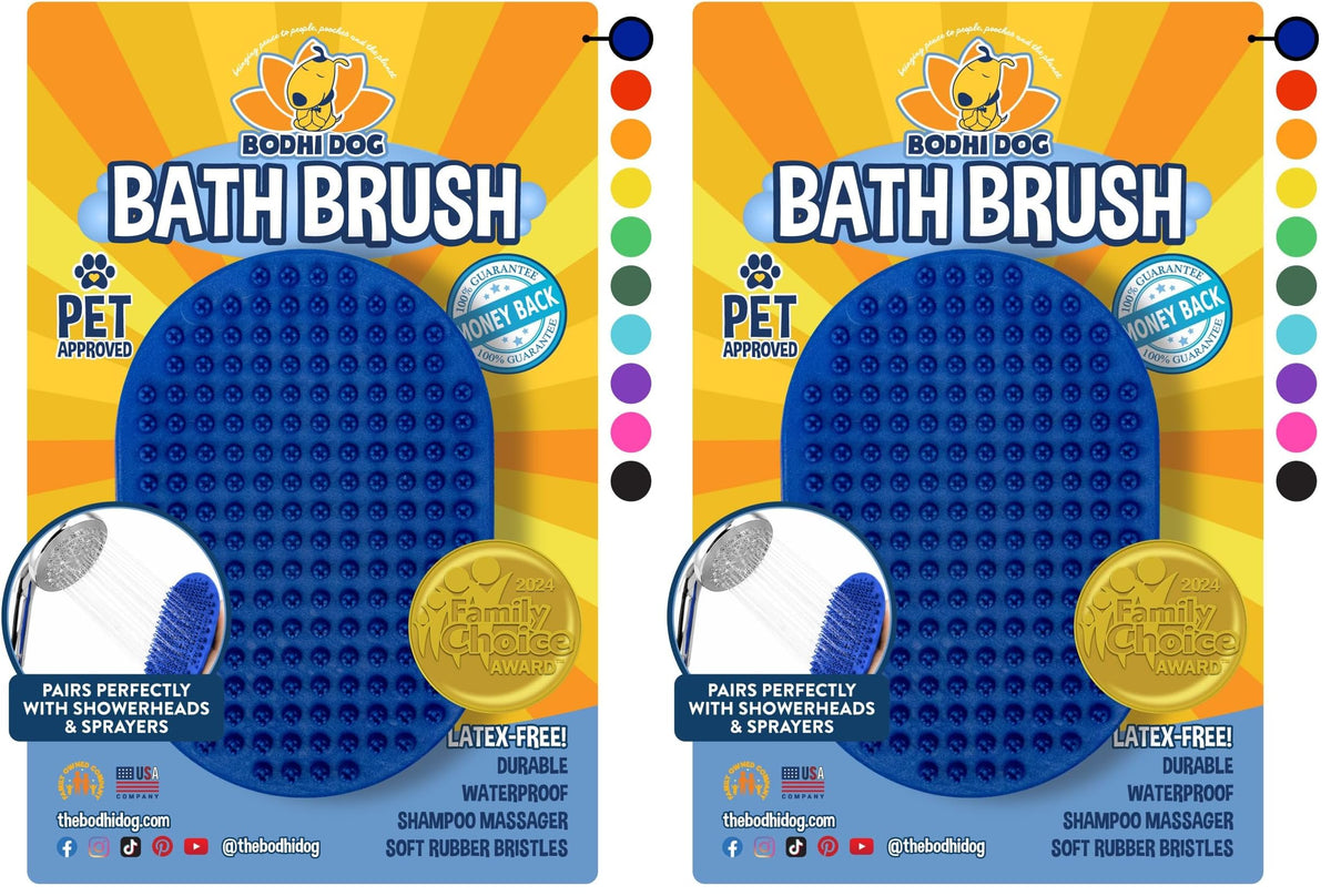 Bodhi Dog Shampoo Brush - Pet Grooming & Bath Supplies for Dogs and Cats - Bath Brush for Long & Short Hair - Premium Scrubber for Shower, Showerhead, Sprayer & Bathing (One Pack, Blue)
