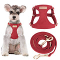 Puppytie xs Dog Harness with Multifunction Dog Leash,Soft Adjustable No Choke Escape Proof Pet Harness Vest,red-Camellia,XS