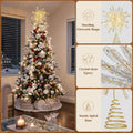 Lewondr Crystal Firework Christmas Tree Topper with Lights, Gold