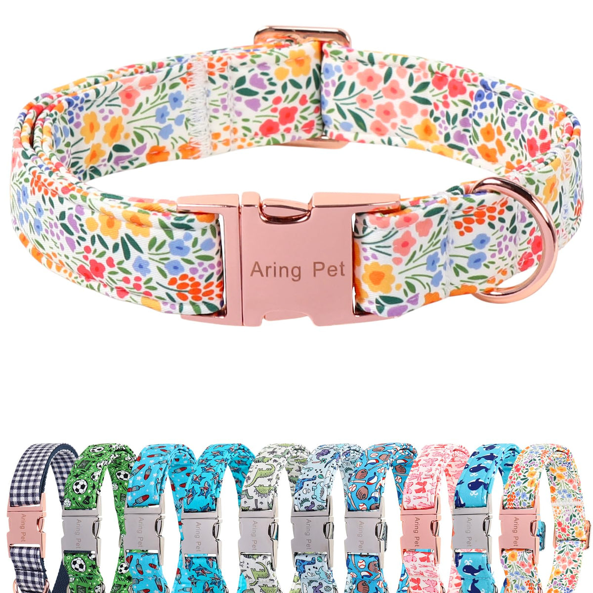 ARING PET Fall Dog Collar-Cotton Maple Leaves Dog Collar for Small Dogs, Adjustable Lightweight Dog Collars with Quick Release Buckle for Small Medium Large Dogs
