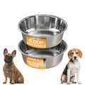 Neater Pet Brands Stainless Steel Dog Bowls with Non-Slip Rubber Bottom – Set of 2, 6 Cup (48 oz), Black - Heavy Duty Metal Dog Bowl, Dishwasher Safe, Food or Water Bowl, Ideal for Large Dogs