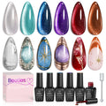 Beetles Halloween Cat Eye Gel Nail Polish Set, 6 Colors Glitter Gel