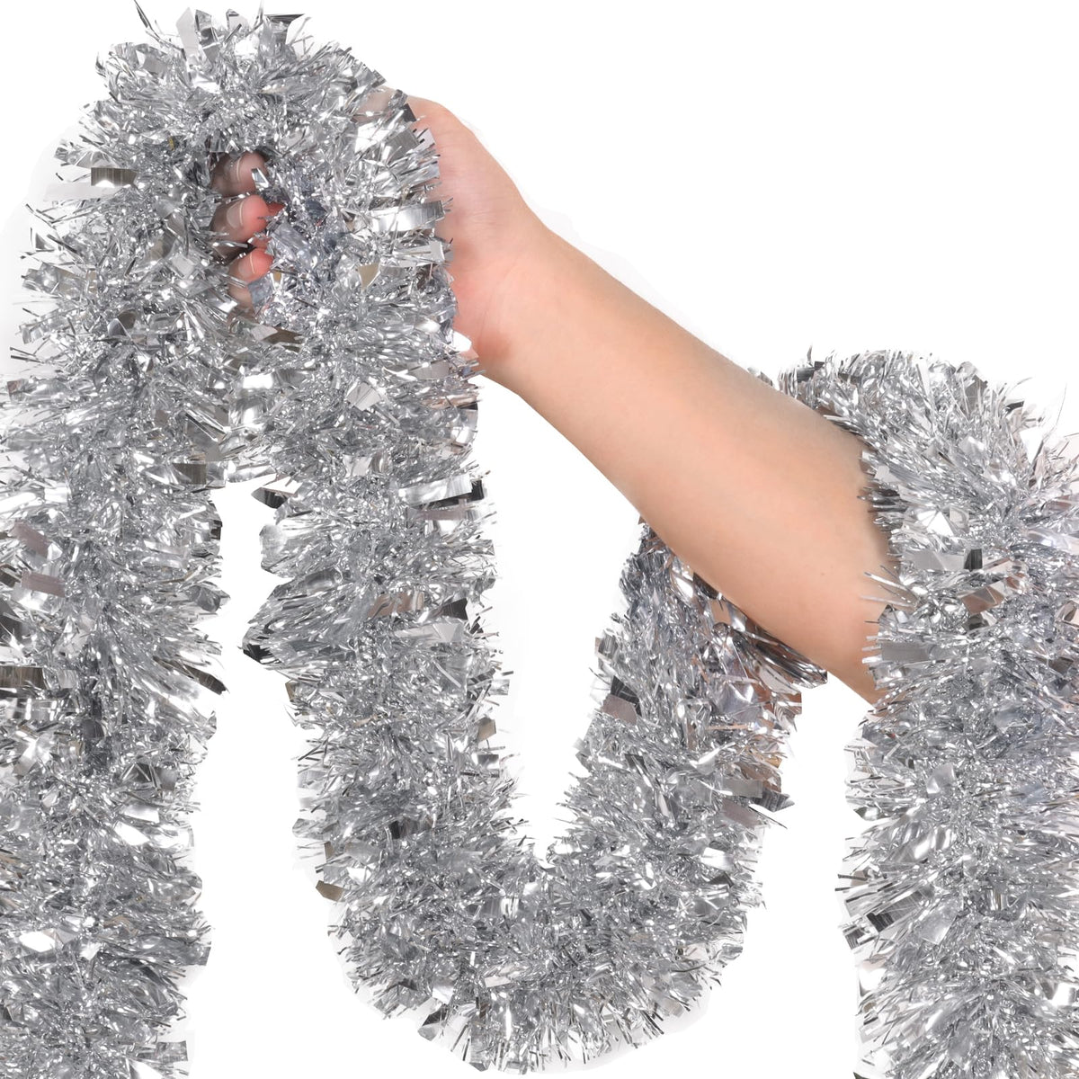 50Ft Red Christmas Garland Decorations,Xams Tinsel Stems Non-Lit Soft Twist Garland Decor for Tree Stairs Railing Front Door Mantle Fireplace Indoor Outdoor Holiday Home