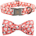 Fall Dog Collar with Bow, Black and Orange Print Fall Pet Collars Small
