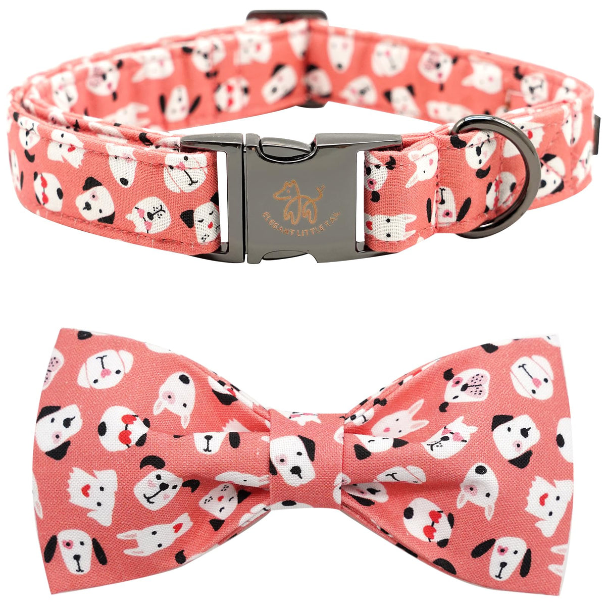 Fall Dog Collar with Bow, Black and Orange Print Fall Pet Collars Small