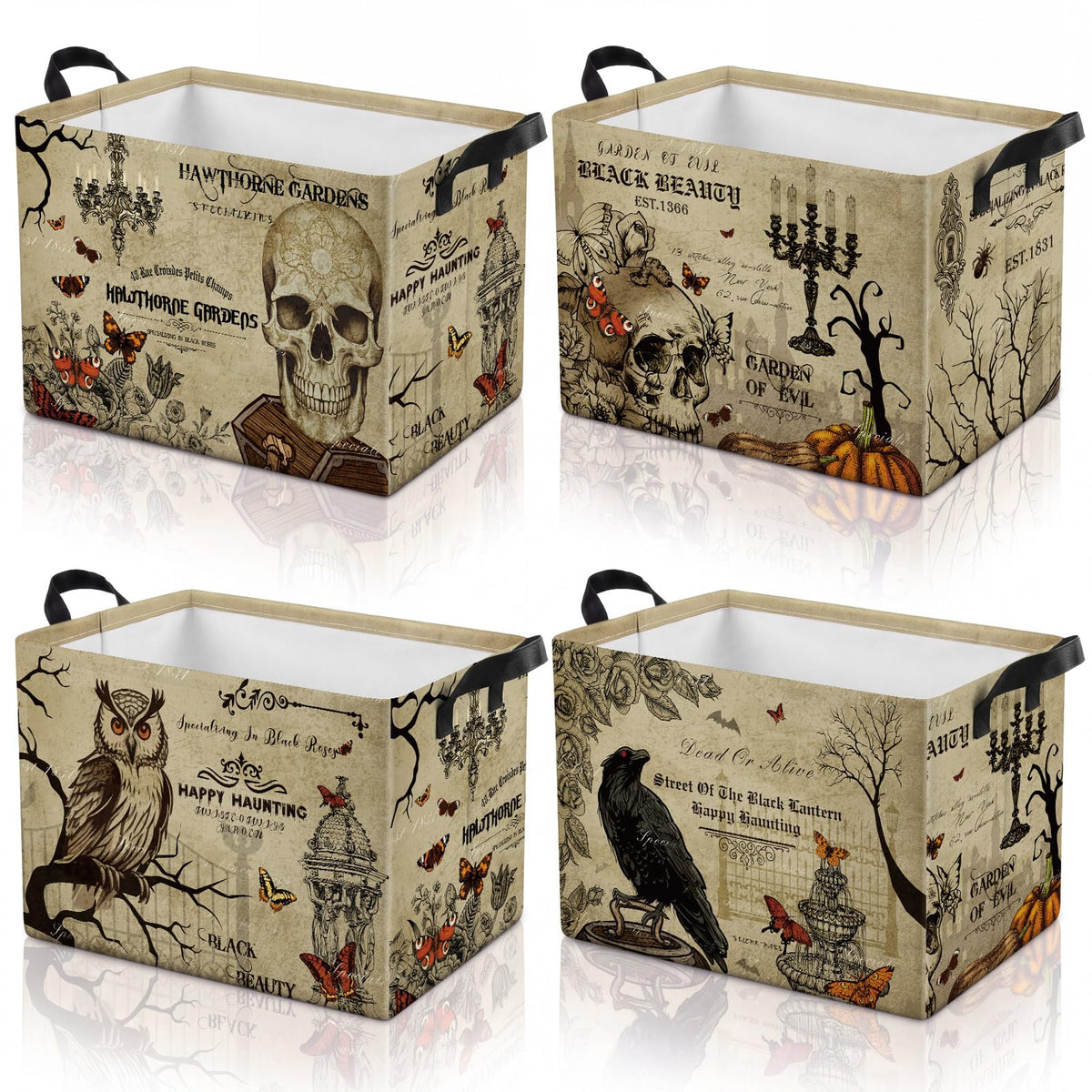 4 Pcs Thanksgiving Storage Basket Empty with Handles, Large Fabric