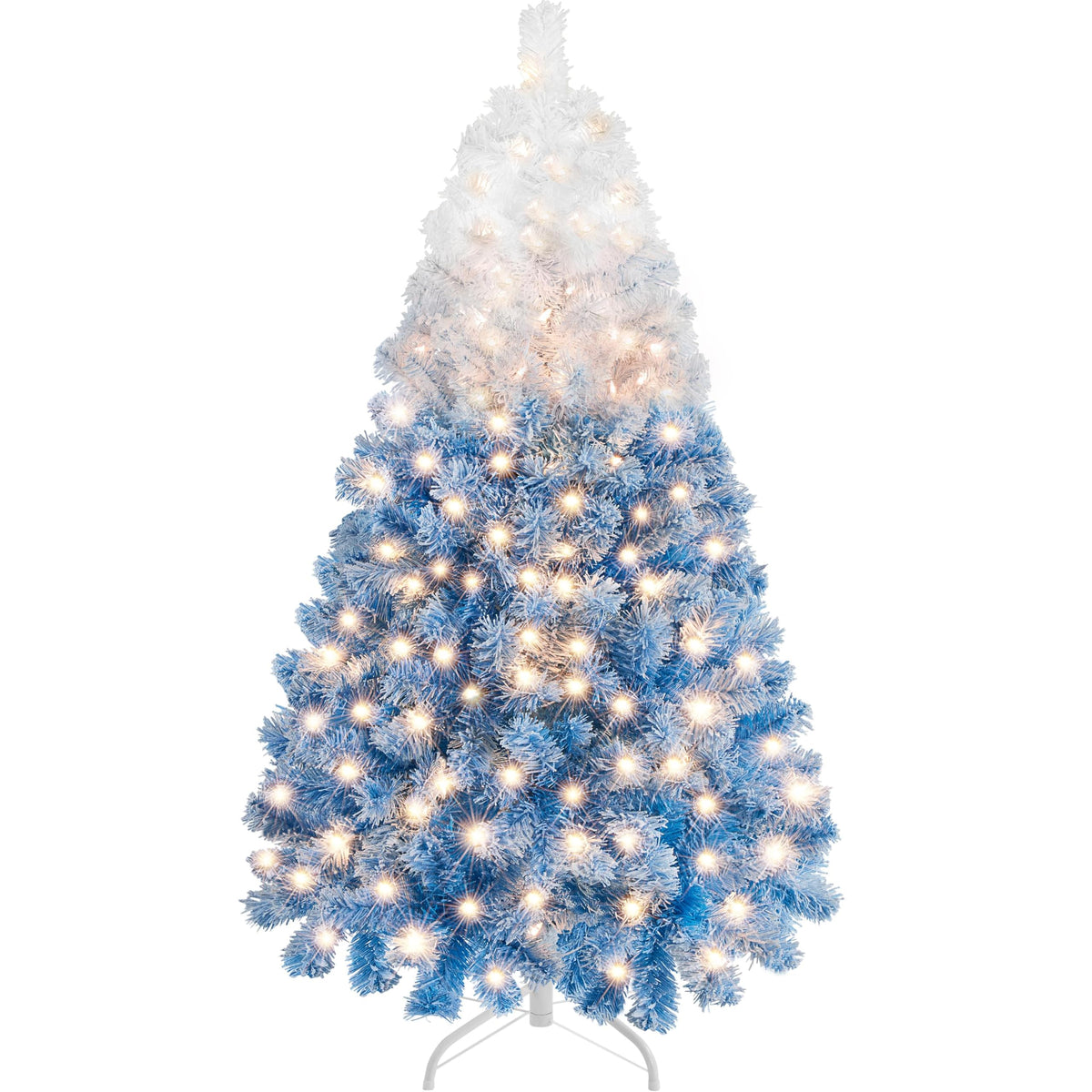 Yaheetech 6ft Pre-Lit Snow Flocked Artificial Christmas Tree, 250 Lights
