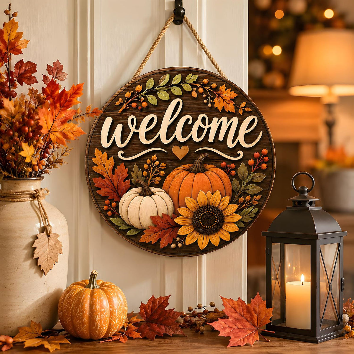 Thanksgiving Decorations - Fall Thanksgiving Welcome Sign for Front Door