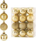 Diahom Christmas Ball 24ct 1.57 Inches Gold Mini Xmas Hanging Ornaments