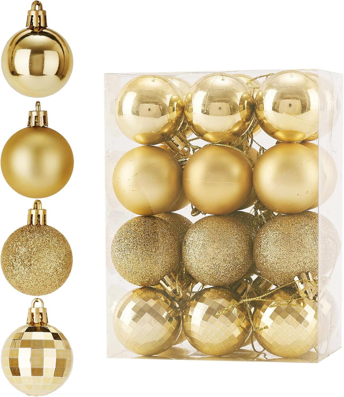 Diahom Christmas Ball 24ct 1.57 Inches Gold Mini Xmas Hanging Ornaments