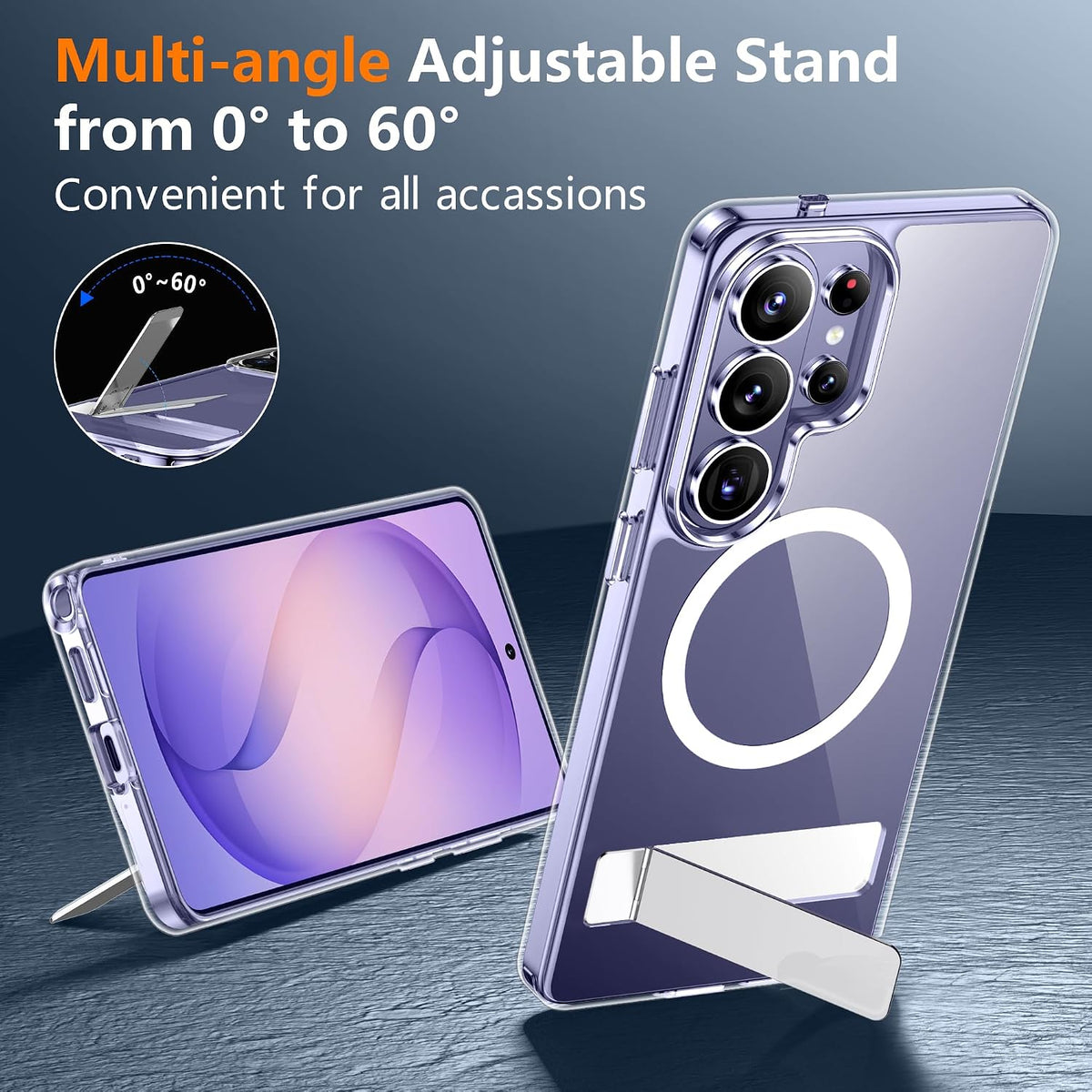 SPIDERCASE for Samsung Galaxy S26 Ultra Case,Built-in Stand,Clear