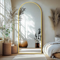 Arched Full Length Mirror with Stand, Black Floor Mirror | Aluminium alloy frame with HD float glass for distortion-free reflection. Free standing or wall mounted.