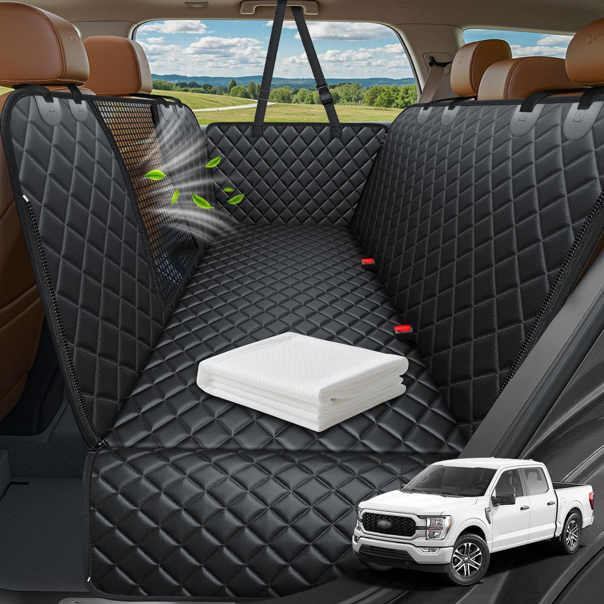 URPOWER Hard Bottom Dog Car Seat Cover for Pets 100% Waterproof Seat Cover Hammock 600D Heavy Duty Scratch Proof Nonslip Durable Back Seat Covers for Cars Trucks and SUVs