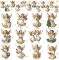 Yookeer 24 Pcs Angel Ornaments for Christmas Tree Wood Hanging Decorations
