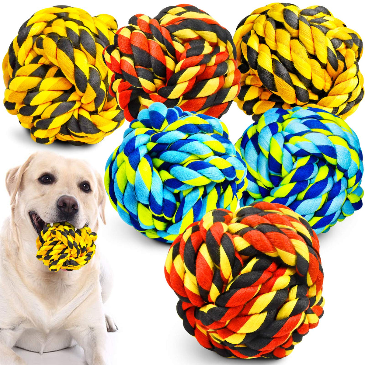 SHARLOVY Large Tough Chew Toys for Aggressive Chewers Large Breed,Heavy Duty Dental Rope Toys Kit for Medium Dogs,5 Knots Indestructible Cotton Puppy Teething Chew Tug Toy Set of 9