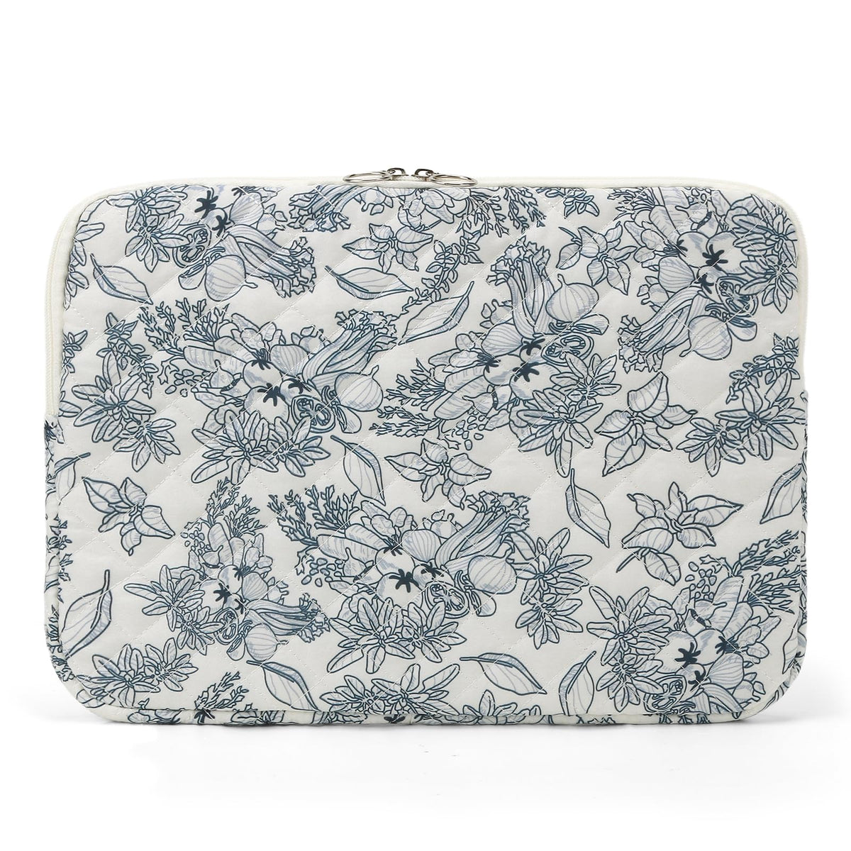 Puffy Laptop Sleeve 13 Inch Cute Quilted Laptop Protective Case Padded Floral Computer Sleeve for MacBook (A-Blue, 13 Inch)
