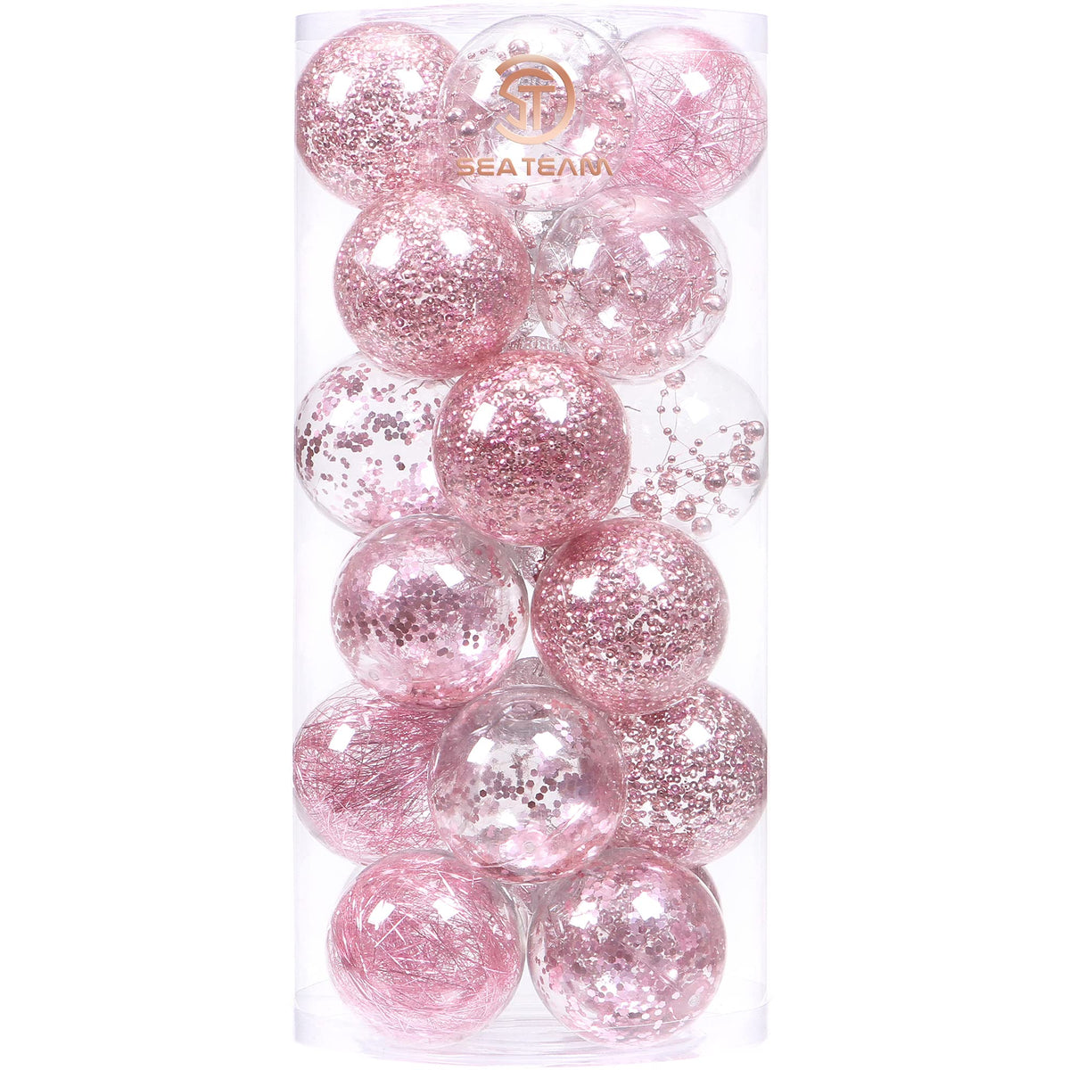 Sea Team 30-Pack Clear Christmas Ball Ornaments with Fillers, Champagne