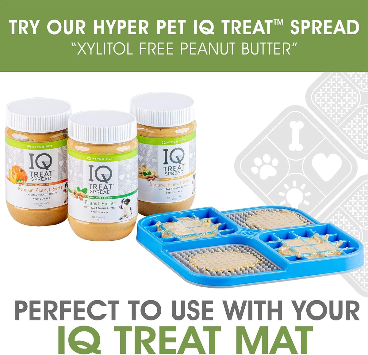 Hyper Pet IQ Treat Lick Mat for Dogs & Cats, Slow Feeder Enrichment Toys | Alternative to puzzle bowls and snuffle play, calming activity eases boredom and stress, spread soft snacks on the surface