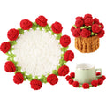 Crochet Flower Coasters, Handmade Bouquet Coasters with Crochet Plant Pot (Sunflower Yellow, 1Pc)