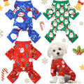 Frienda 3 Pcs Christmas Dog Pajamas,Snowman Pattern,L (fit 7.7-9.9lbs)