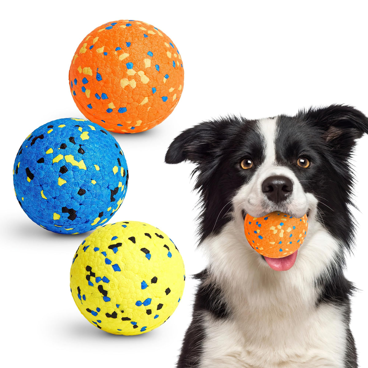Kimee Dog Balls Tennis Ball Toys Dog Toys for Aggressive Chewers Durable Teething Chew Toys Water Toy Fetch Ball for Large Medium Small Dog and Puppies (4 Balls)