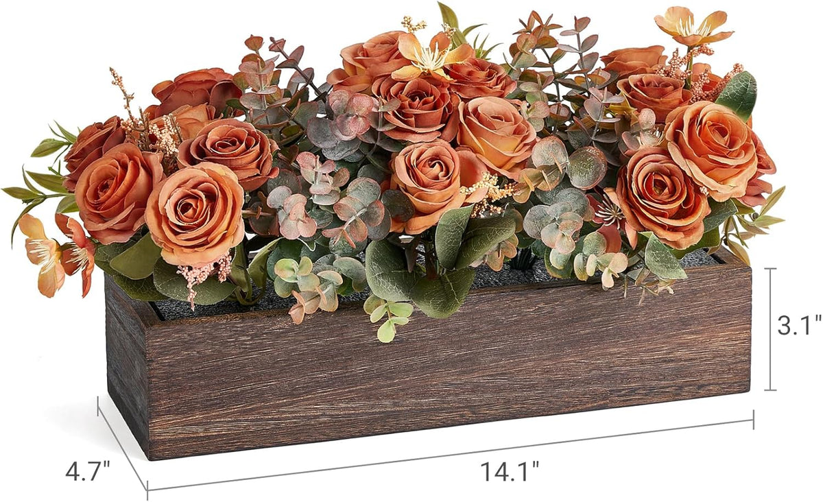 Dahey Artificial Flowers in Wood Box, Fall Centerpieces for Table Decor