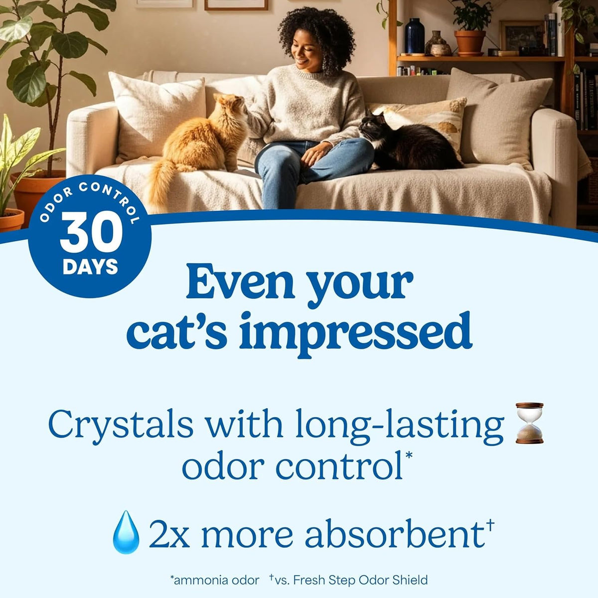 Fresh Step Clean Care Crystsal Cat Litter with Febreze Freshness, Ammonia Block Technology, Lightweight Fresh Step Crystals, Low Dust, 8 lb. Bag, Pack of 2