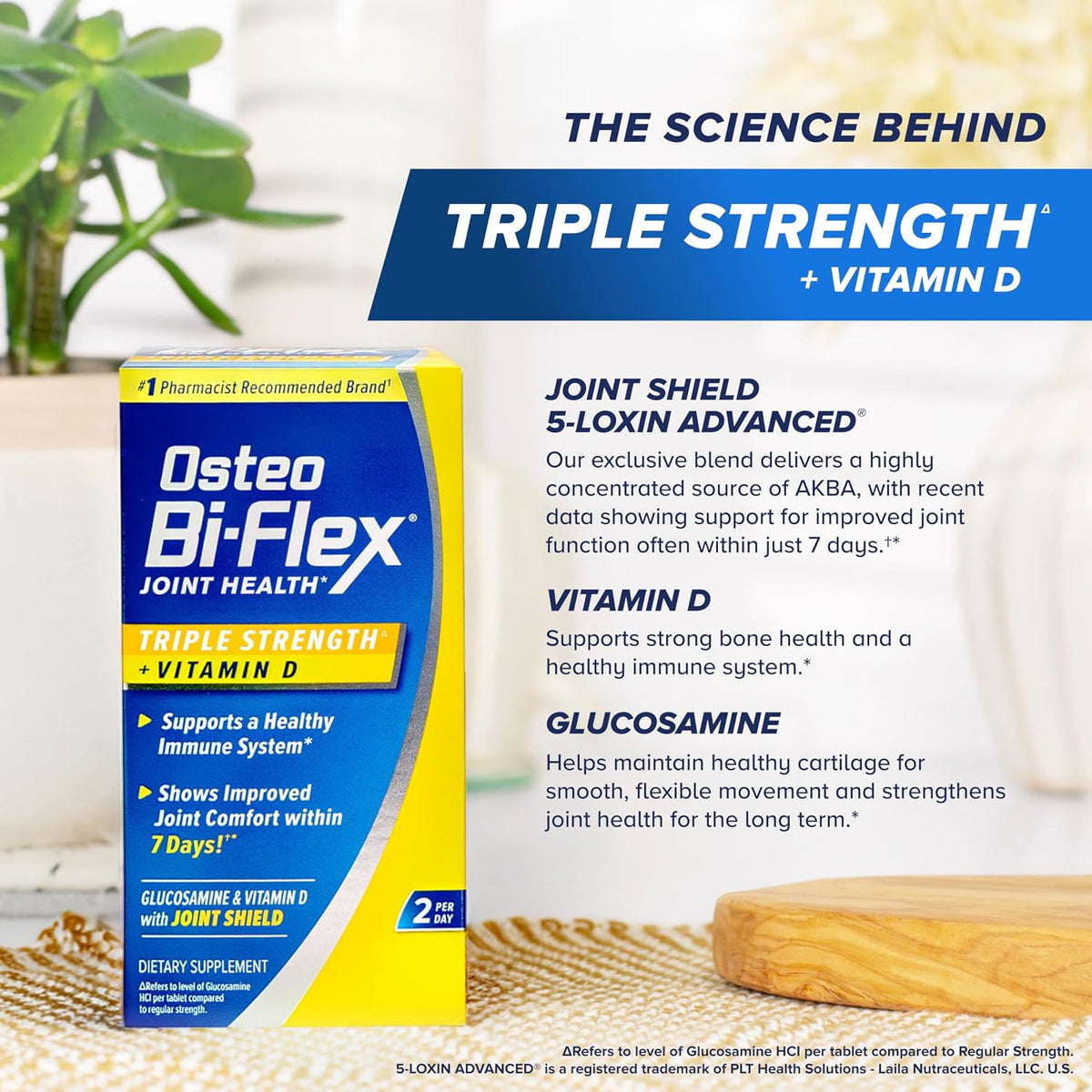 Osteo Bi-Flex Triple Strength Glucosamine Chondroitin Supplement with Vitamin D, Improve Joint Function, Support Bone Health, 120 Coated Tablets