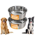 Neater Pet Brands Stainless Steel Dog Bowls with Non-Slip Rubber Bottom – Set of 2, 6 Cup (48 oz), Black - Heavy Duty Metal Dog Bowl, Dishwasher Safe, Food or Water Bowl, Ideal for Large Dogs