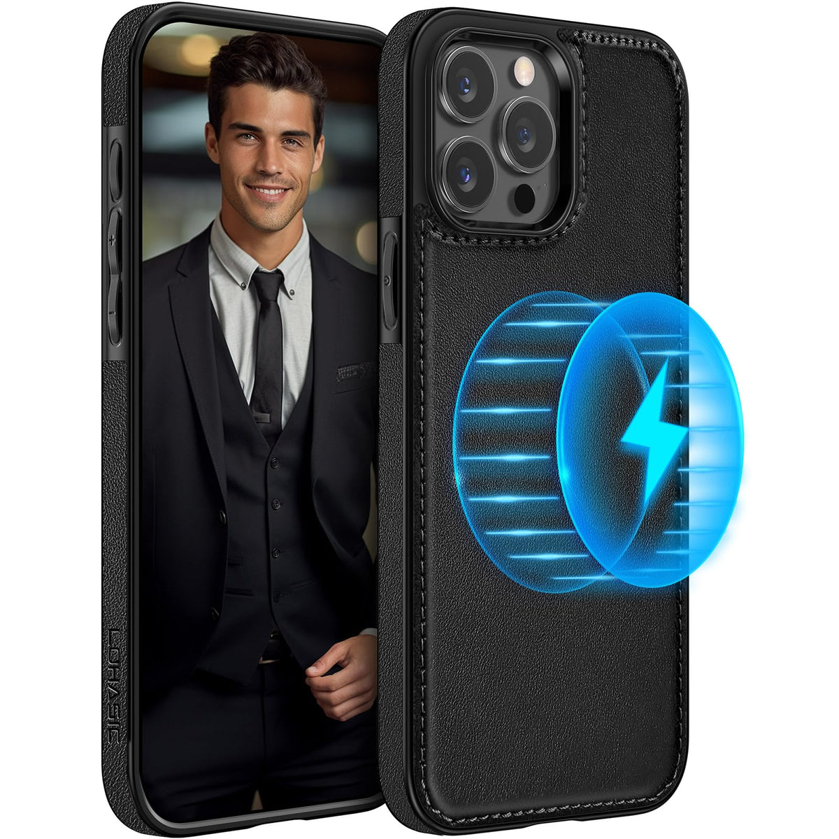 LOHASIC for iPhone 17 Leather Case, Magnetic Phone Case 6.3", Vintage Brown