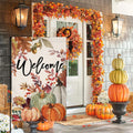 Fall Pumpkin Leaves Garden Flag 12x18 Vertical Double Sided Welcome Autumn Thanksgiving Holiday Outside Decorations Burlap Yard Flag BW823