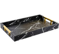 Home Redefined 17.5"x12" Gold Glossy Crocodile Faux Leather Serving Tray Beautiful Modern Elegant Decorative Tray with Handles Ottoman Coffee Table Tray for All Occasion's