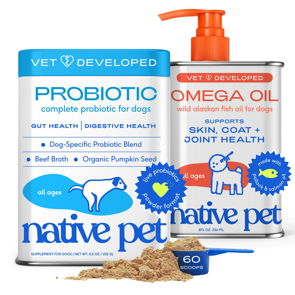 Native Pet Pumpkin for Dogs - Organic Dog Food Topper Powder - Promotes Firm Stools, Supports Digestive, Bowel Health & Nutrient Absorption - USDA Organic, Rich in Fiber with Real Pumpkin - 30 Scoops