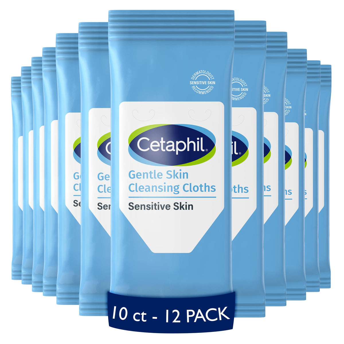 Cetaphil Cleansing Face & Body Wipes, Fragrance Free, 50ct, 2-Pack | Twin Pack, Hypoallergenic, Fragrance Free, Dry & Sensitive Skin, Flip-Top Closure, For Gym, Travel & Car Use