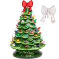 Best Choice Products 15in Ceramic Christmas Tree, Pre-lit Hand-Painted Tabletop Holiday Tree, Star Topper, 64 Lights - Green w/Multicolored Bulbs