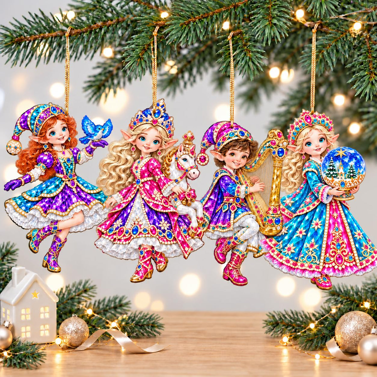 16Pcs Gingerbread Cat Christmas Ornaments