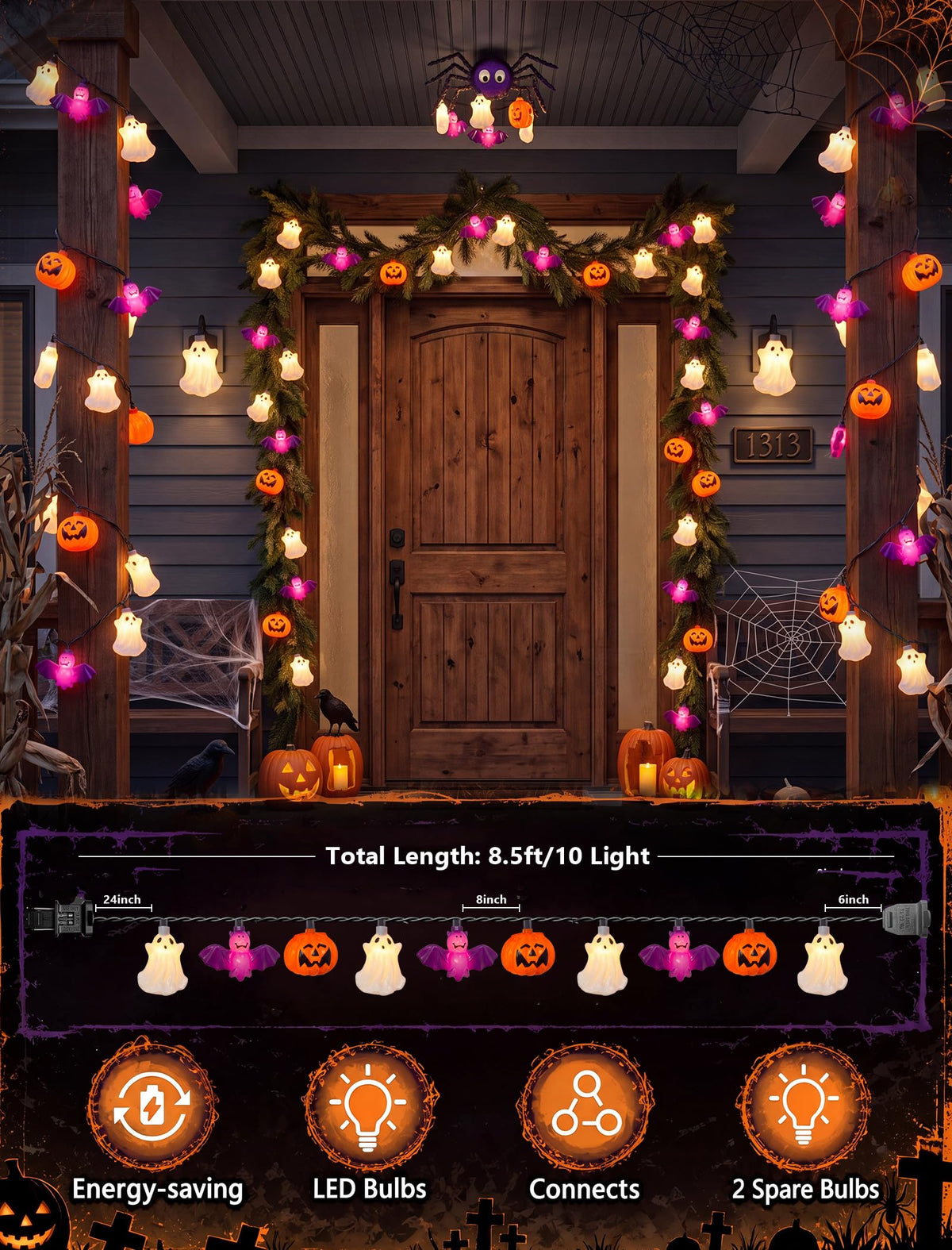 8.5 FT Fall String Lights with 10 LED 3D Acorn Plug in Autumn Décor Lights