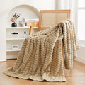 Puncuntex Burnt Orange Throw Blanket 50"×60" Fuzzy 3D Jacquard Decorative