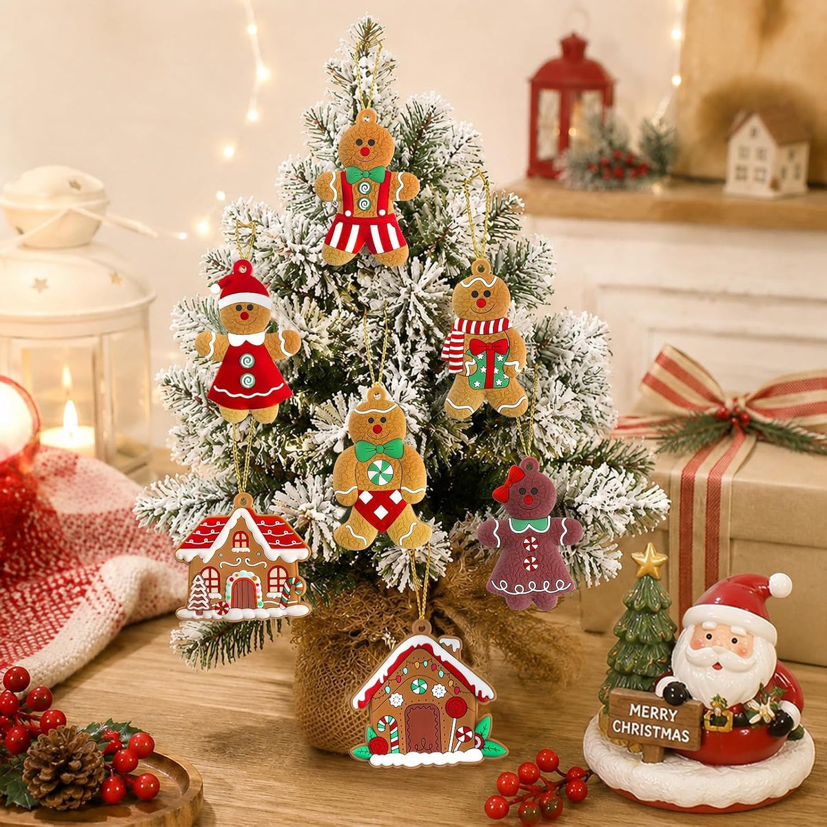 kockuu 16pcs Gingerbread Man Ornaments for Christmas Tree Decorations