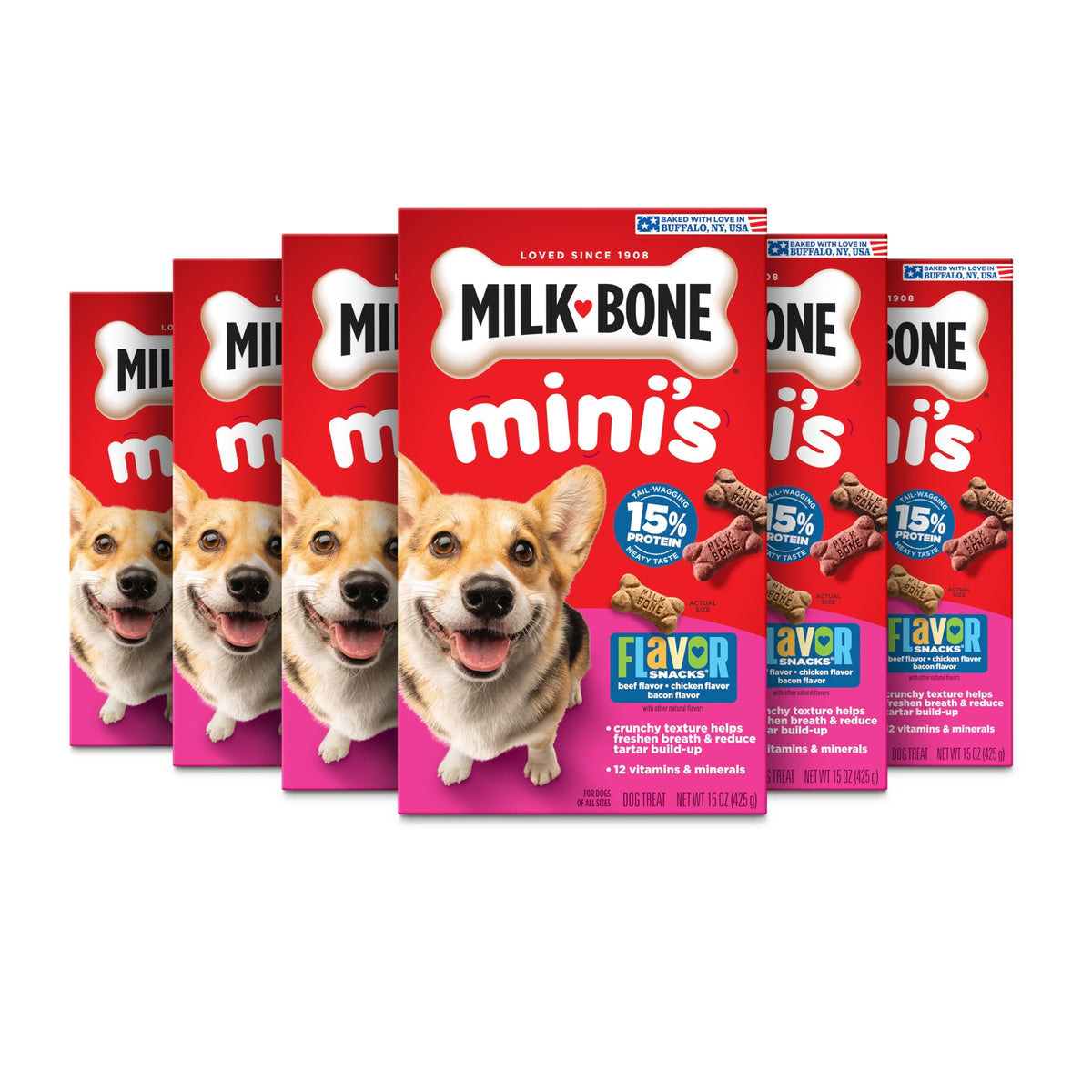 Milk-Bone Flavor Snacks Mini’s Dog Biscuits, Flavored Crunchy Dog Treats, 36 Oz. Canister