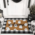 Tinideya 2 23.6 X 35.4 Inches Plaid Ghost Red Brown | Layered Coir Doormat Set, Non Slip Backing for Outdoor Entryway, Buffalo Plaid Seasonal Design, Front Porch Home Decor