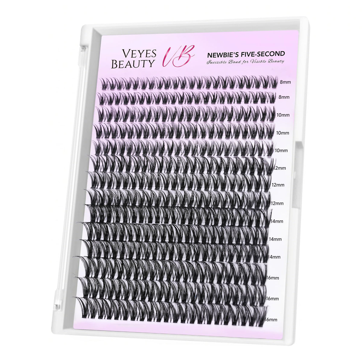 VEYESBEAUTY Lash Clusters Individual Eyelash Extensions Thin & Invisible Band DIY False Eyelashes for Self-application Newbie's Five-Second Series Wispy Lash Tray, Dreamy 8-16mm Mixed Length