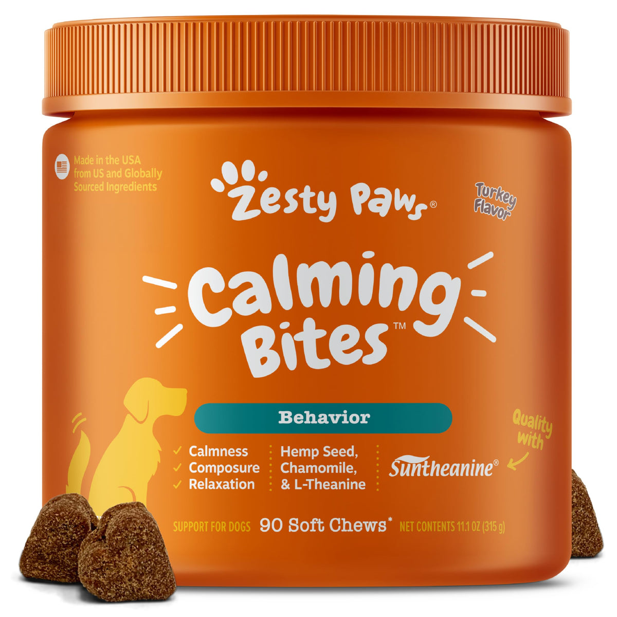 Zesty Paws Calming Chews for Dogs Composure & Relaxation for Everyday Stress & Separation Peanut Butter 90 Count