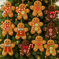 Mindsoft 12 Pcs Gingerbread Man Christmas Tree Ornaments Wool Felt,Brown