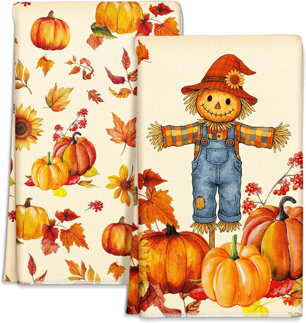 Miss Adola Fall Microfiber Kitchen Towels Set of 2, Straw Pumpkin