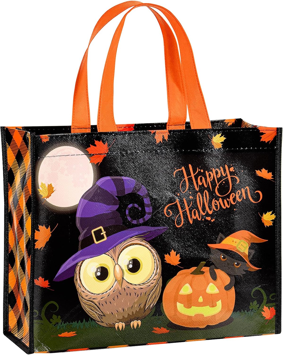 Loveinside Halloween Medium Recycled Gifts Bags with Handles, Reusable Halloween Party Gift Bag, Shopping Bag - 13" x 5" x 10", 1 Pcs, Owl Design