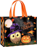 Loveinside Halloween Medium Recycled Gifts Bags with Handles, Reusable Halloween Party Gift Bag, Shopping Bag - 13" x 5" x 10", 1 Pcs, Owl Design