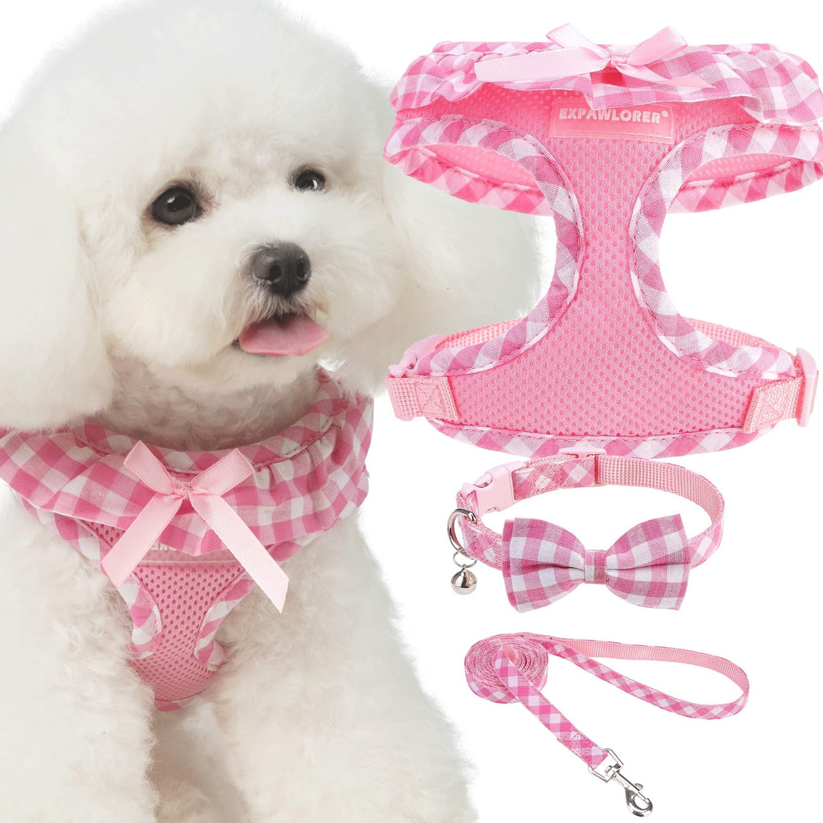 EXPAWLORER Step-in Dog Harness Small Sized Collar and Leash Set